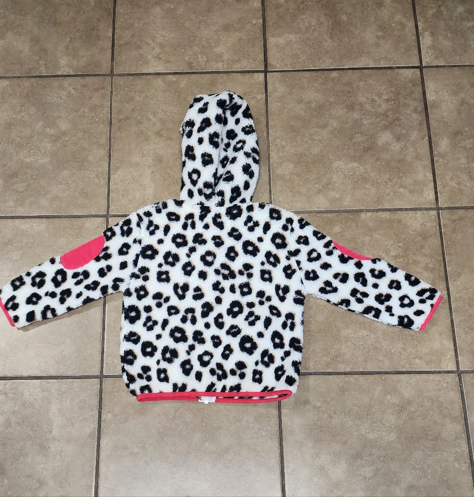 Old Navy Leopard Print Fleece Hoodie with Red Accents 4T
